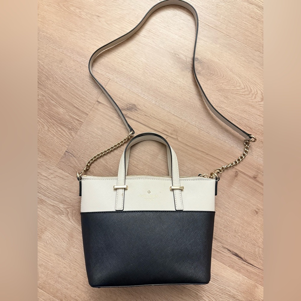 Kate spade Cedar Street Harmony,  Beige Black Leather - Handbag